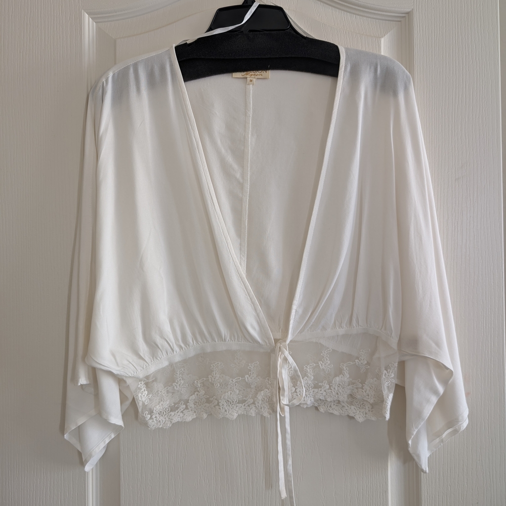 Rebellion White Lace Trim Blouse